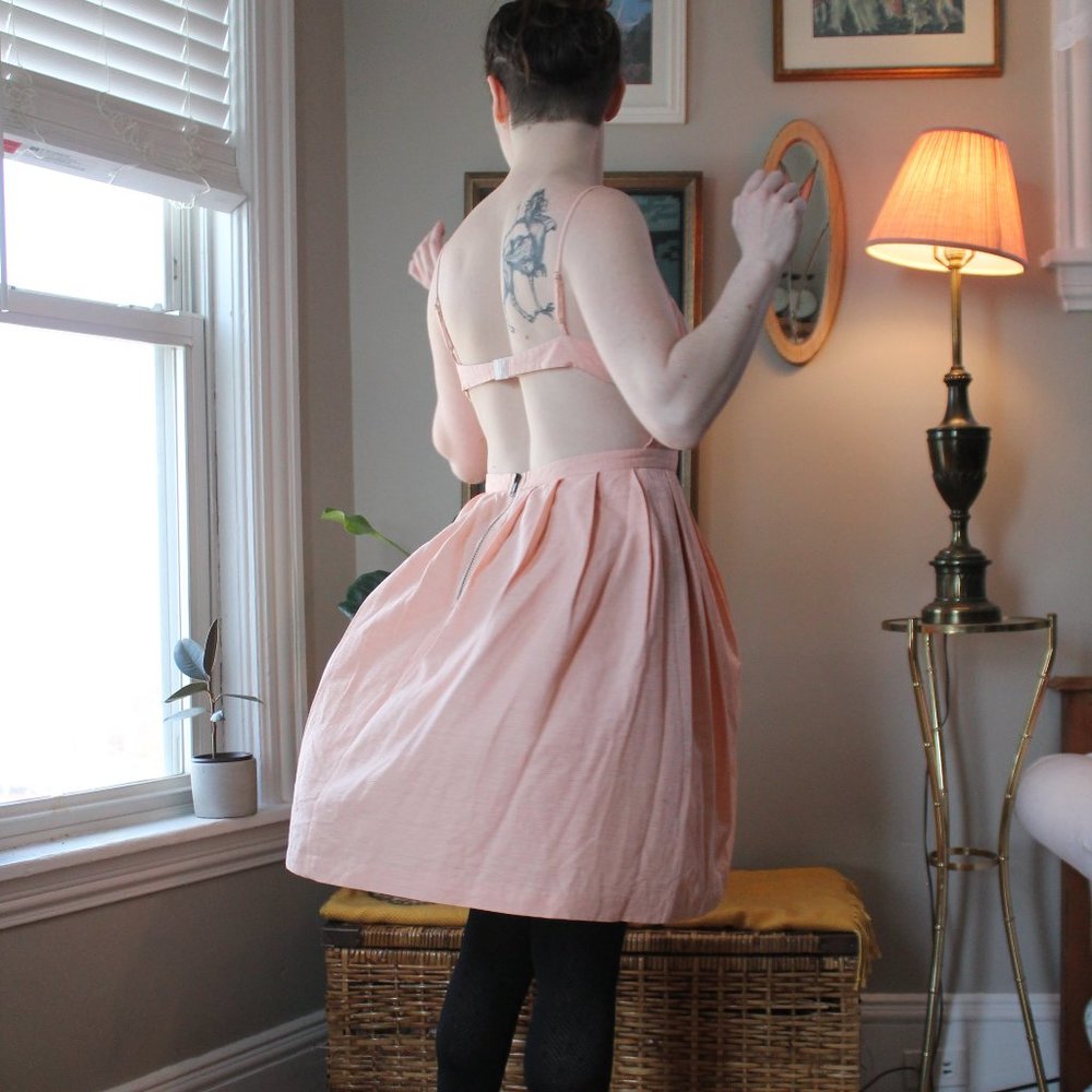 Ballet pink silk open-back cocktail dress